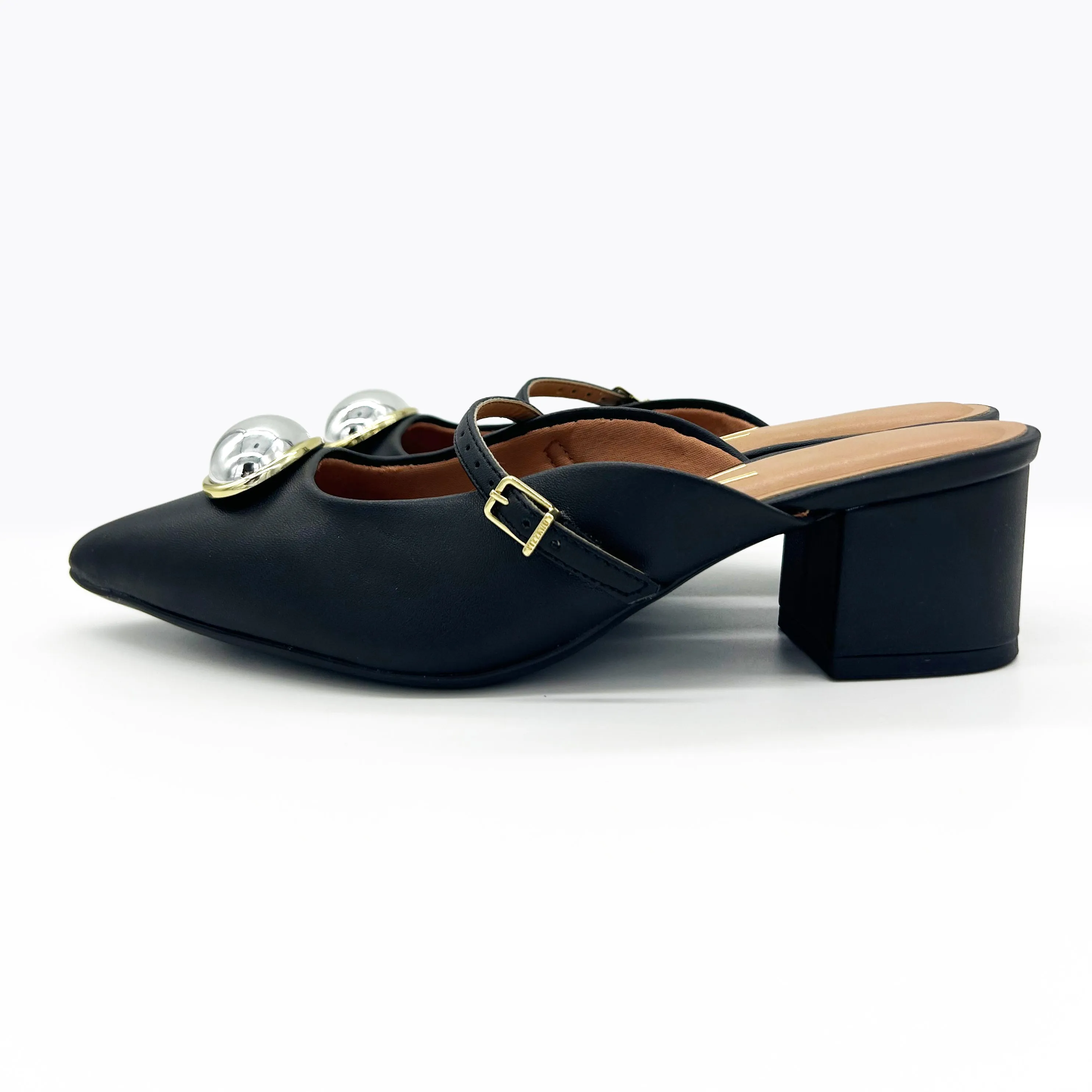 Vizzano 1220-370 Block Heel Mule in Black