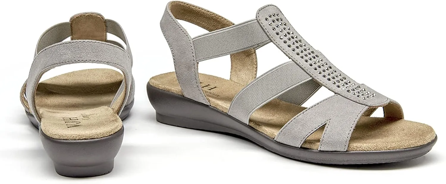 VJH confort Women's Comfort Flat Sandals Summer,with Rhinestone Open Toe Elastic Slip On Slingback Casual Walking Low Heele Sandals