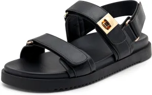vodvob Women’s Flat Sandals with Soft Cushioned Footbed Open Toe Slides Adjustable Slip On Slippers for Summer