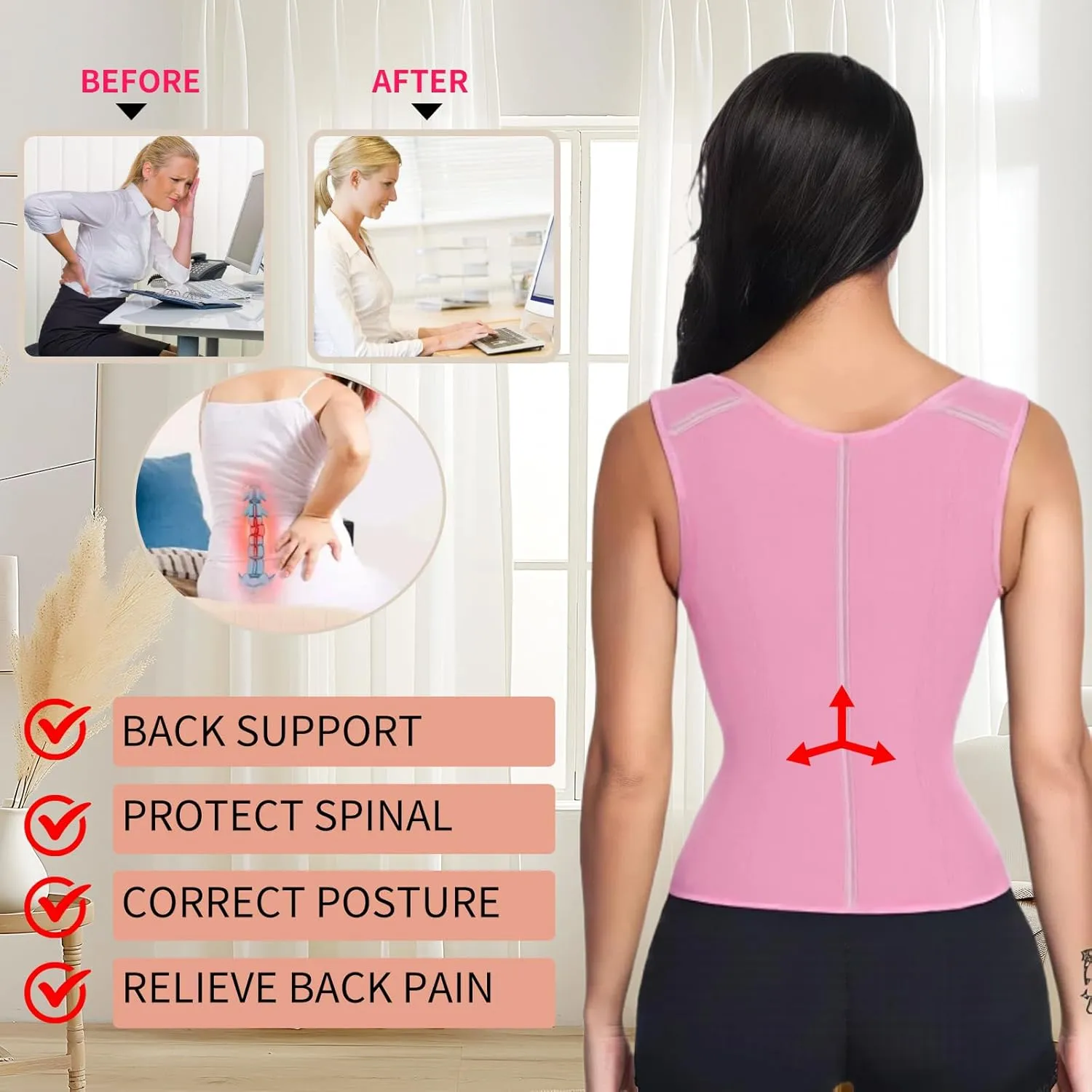 Waist Trainer for Women Tummy Control Sports,Workout Waist Cincher Corset Adjustable Shoulder Strap with Zipper Hook