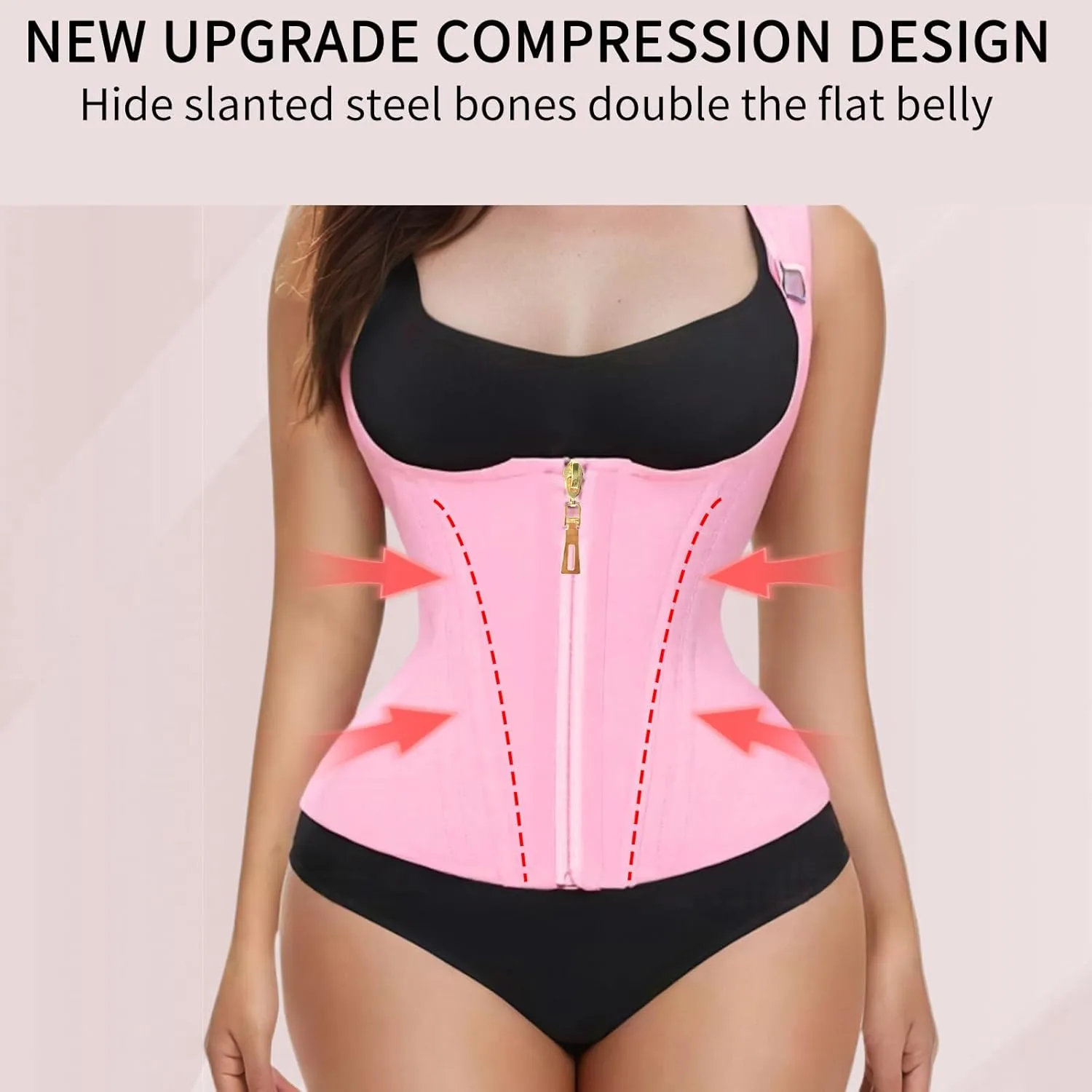 Waist Trainer for Women Tummy Control Sports,Workout Waist Cincher Corset Adjustable Shoulder Strap with Zipper Hook