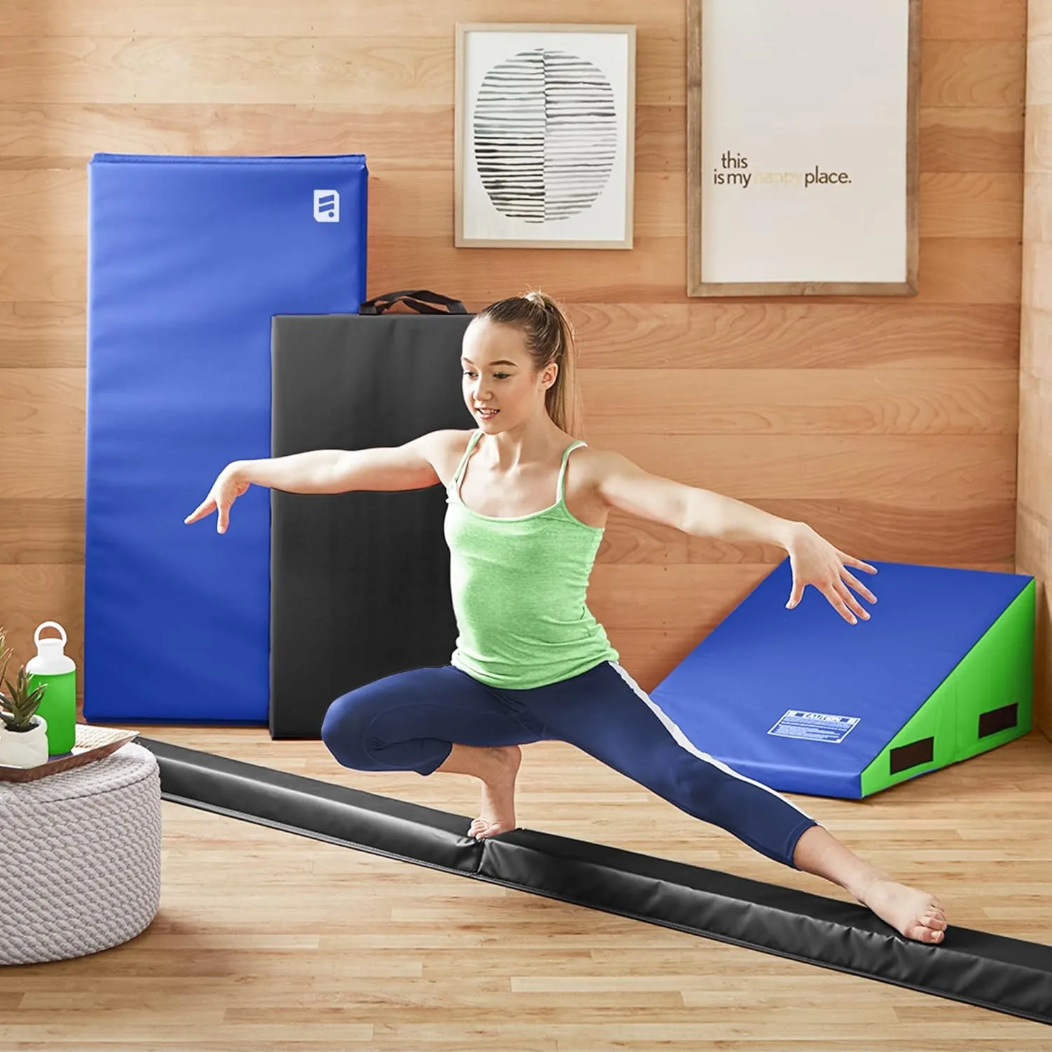 We Sell Mats 9 ft Folding Foam Balance Beam Bar, Portable Gymnastics Equipment for Gymnast, Children or Cheerleaders