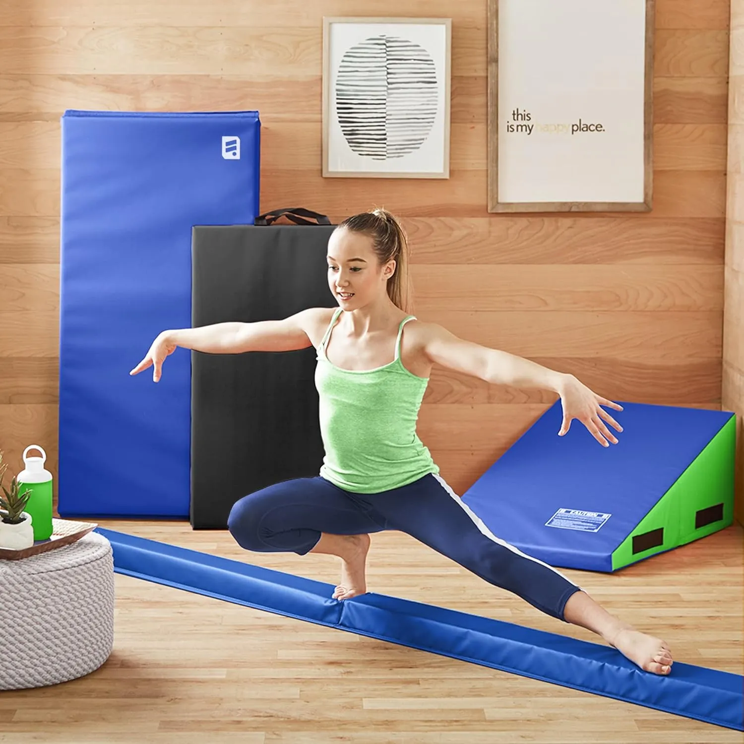 We Sell Mats 9 ft Folding Foam Balance Beam Bar, Portable Gymnastics Equipment for Gymnast, Children or Cheerleaders