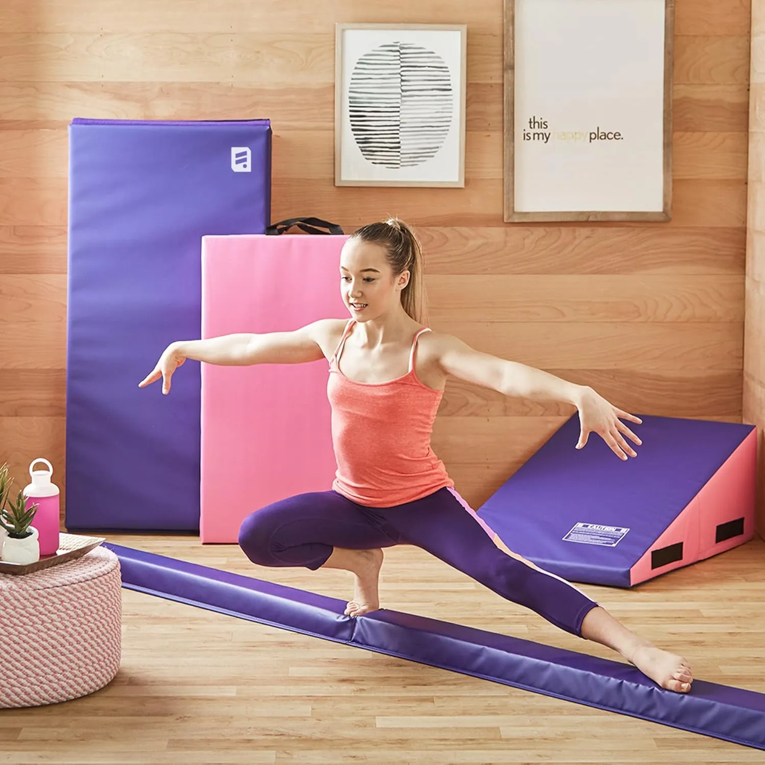 We Sell Mats 9 ft Folding Foam Balance Beam Bar, Portable Gymnastics Equipment for Gymnast, Children or Cheerleaders