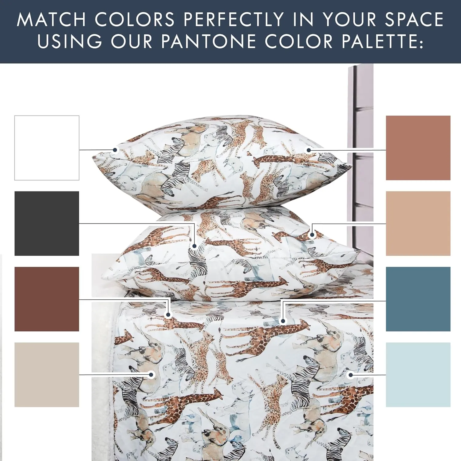 Where The Polka Dots Roam Safari Animals Full Bedsheet Set for Kids - Jungle Adventure Bedding for Explorers, Includes Fitted Sheet, Flat Sheet and Pillowcases - Wildlife Wonders Decor for Boys Room