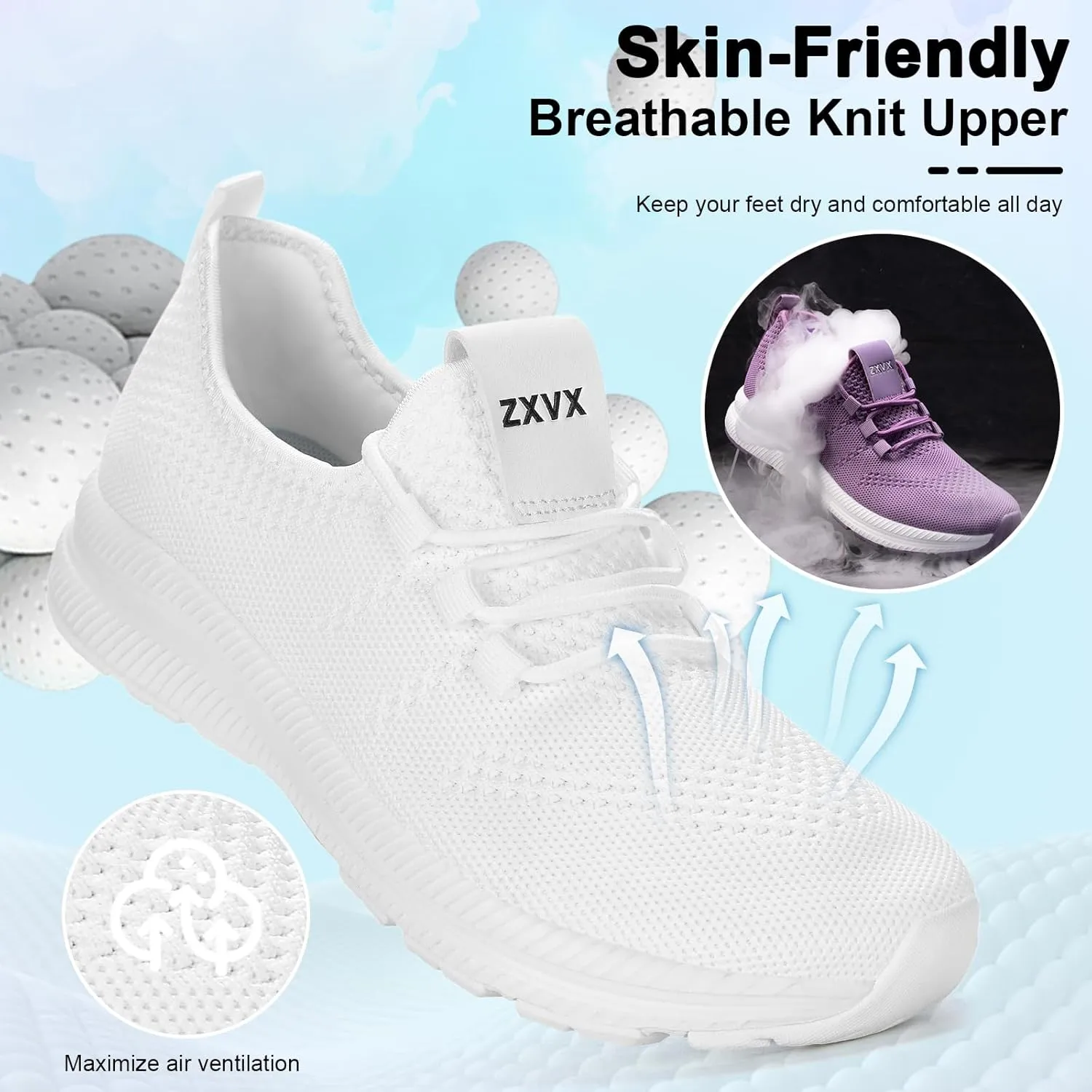 Wide Toe Box Shoes Women Non-Slip Wide Width Sneakers Ultra Light Extra Wide Road Running Shoes for Women Breathable Tennis Walking Gym Workout Trainer 6-12