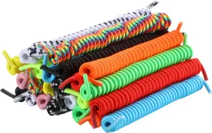 WILLBOND 12 Pairs Elastic Shoe Laces No Tie Curly Shoelaces Solid Color Suitable in Sports Flat Shoelace