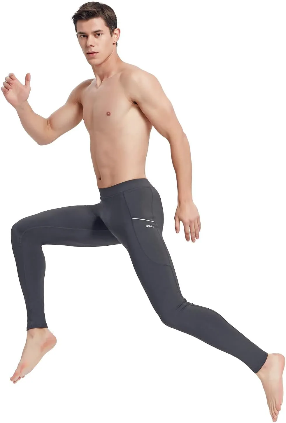 Willit Men's Active Yoga Leggings Pants Running Dance Tights with Pockets Cycling Workout Pants Quick Dry