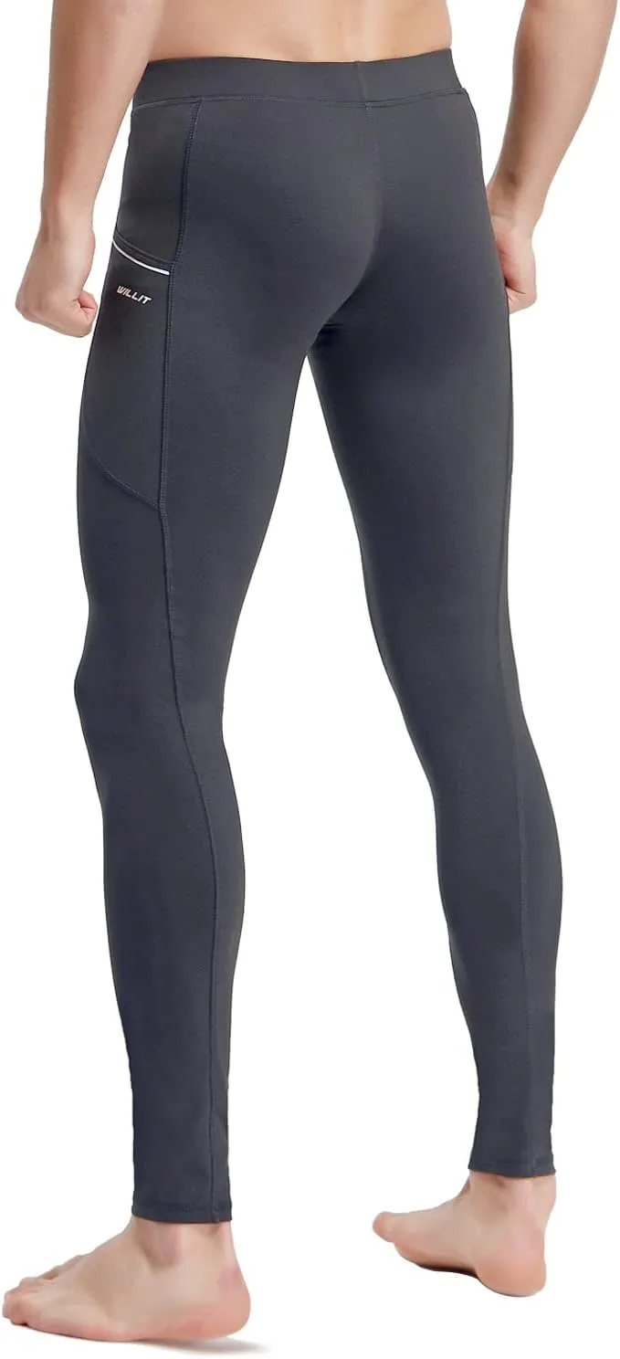 Willit Men's Active Yoga Leggings Pants Running Dance Tights with Pockets Cycling Workout Pants Quick Dry