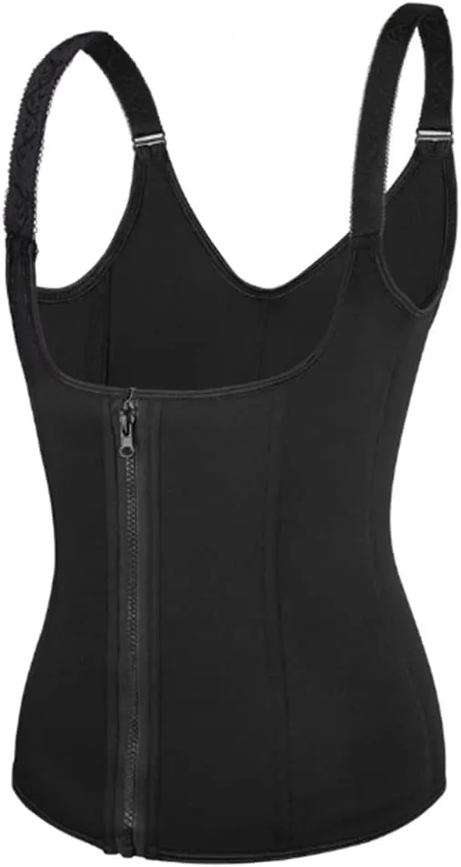 Woman Waist Trainer Latex Zip Hooks Vest Tummy Belly Girdle Body Shaper Trimming Cincher