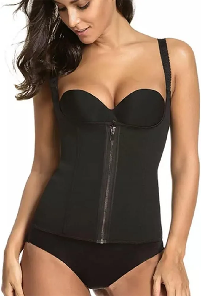 Woman Waist Trainer Latex Zip Hooks Vest Tummy Belly Girdle Body Shaper Trimming Cincher