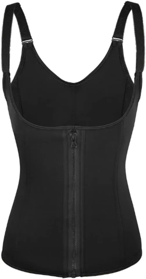 Woman Waist Trainer Latex Zip Hooks Vest Tummy Belly Girdle Body Shaper Trimming Cincher