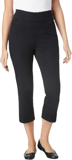 Woman Within Plus Size Flex-Fit Pull-On Denim Capri
