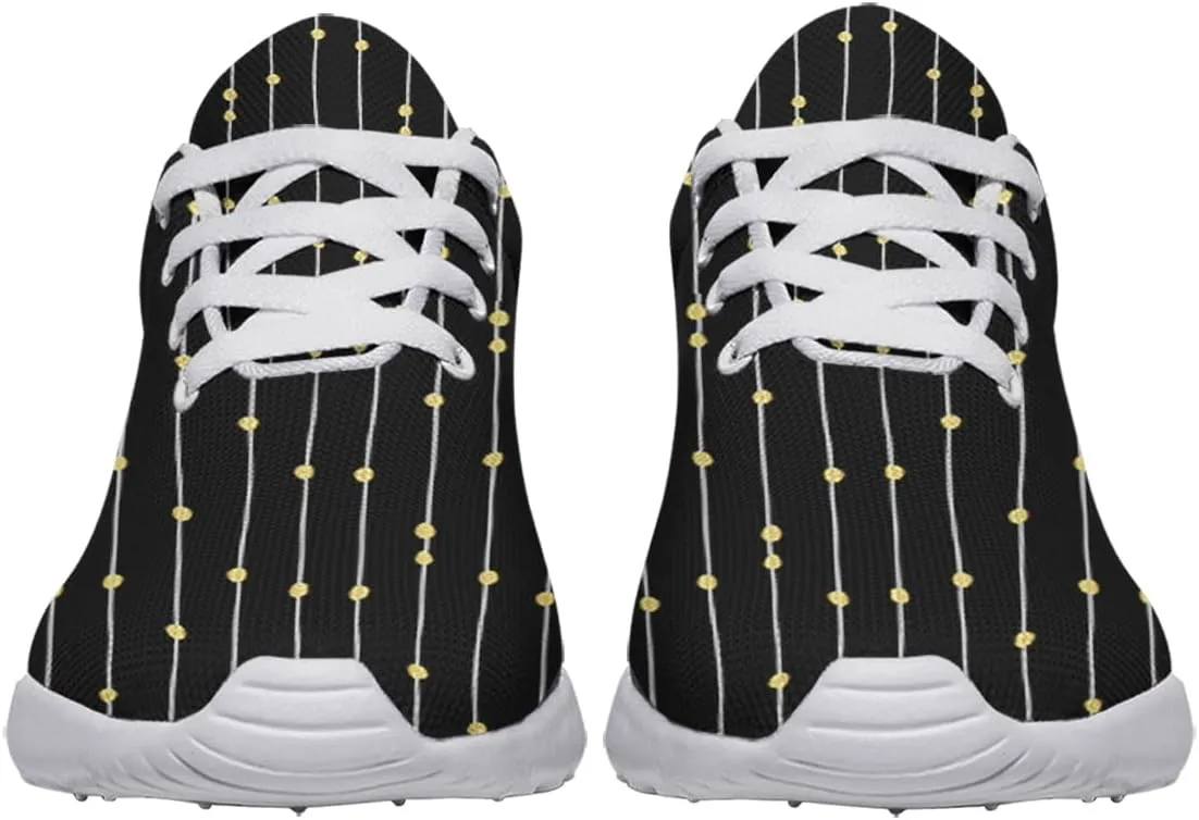 Women Men Lines Gold Foil Dots Shoes Personalited Running Shoes Athletic Tennis Sneakers Gifts