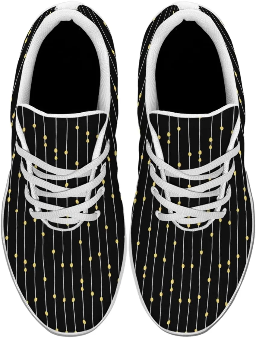 Women Men Lines Gold Foil Dots Shoes Personalited Running Shoes Athletic Tennis Sneakers Gifts