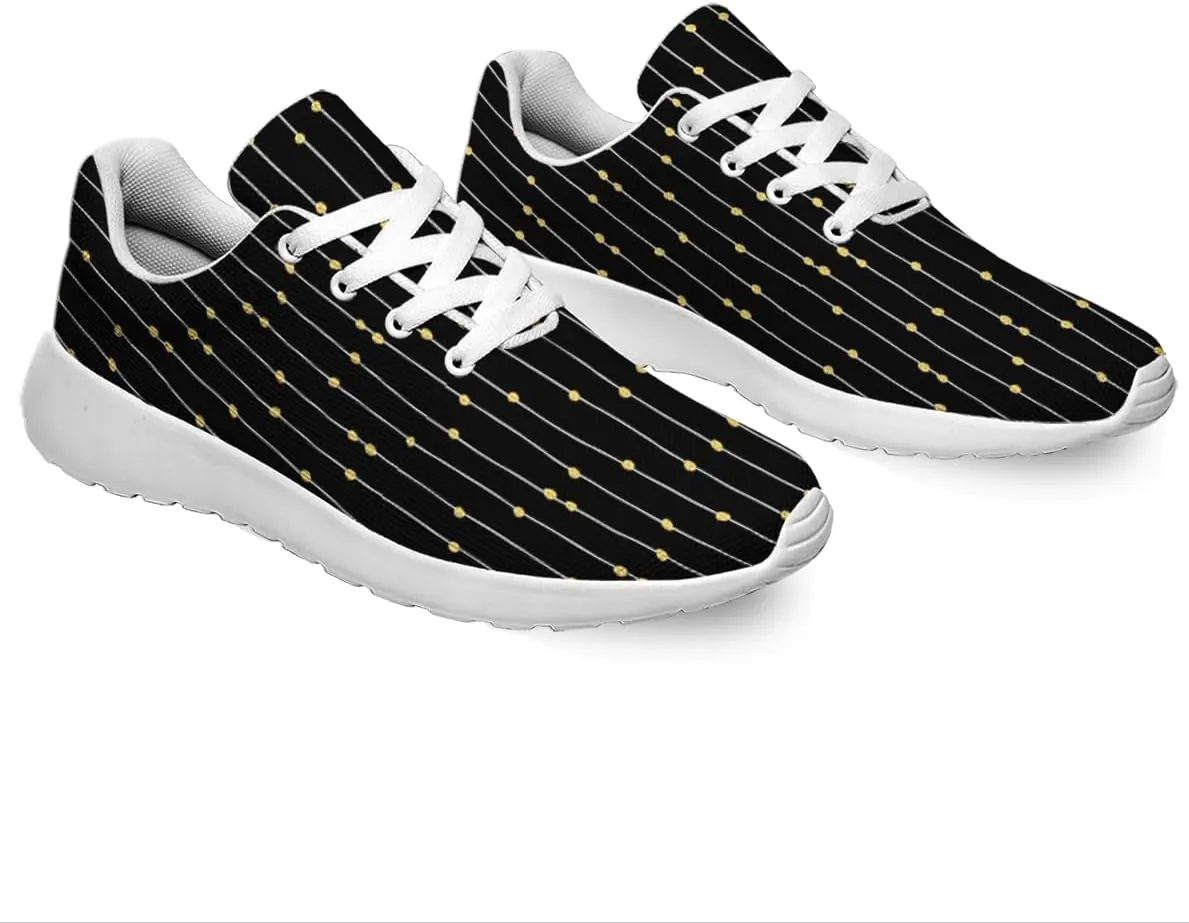 Women Men Lines Gold Foil Dots Shoes Personalited Running Shoes Athletic Tennis Sneakers Gifts
