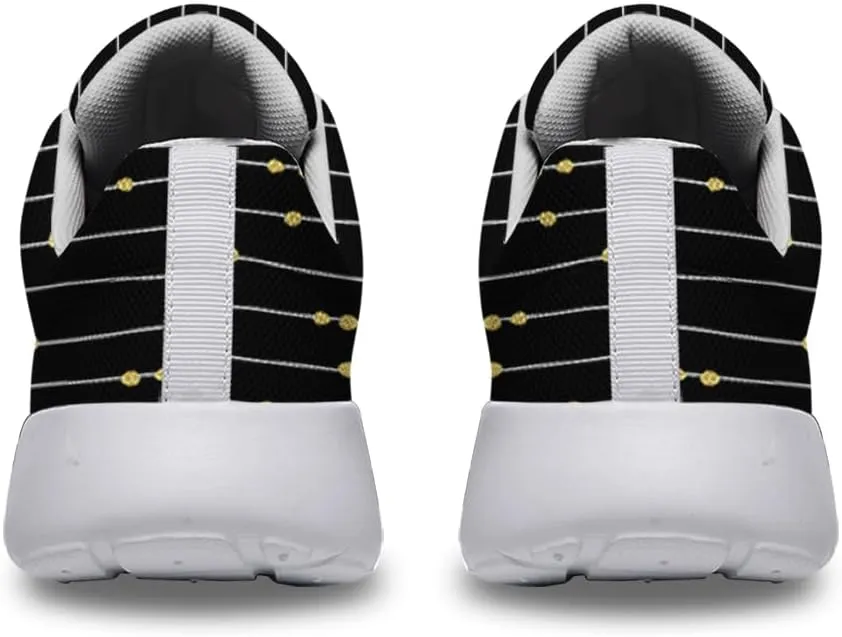 Women Men Lines Gold Foil Dots Shoes Personalited Running Shoes Athletic Tennis Sneakers Gifts