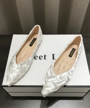 Women Soft Comfy Apricot Flat Shoes Pointed Toe