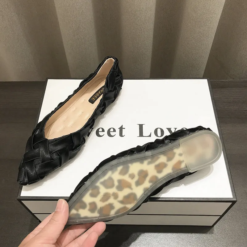 Women Soft Comfy Apricot Flat Shoes Pointed Toe