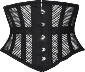 Women Underbust Corset Black Mesh Steel Boned Waist Trainer Body Shaper Cincher Waspie Heavy Duty Short Torso