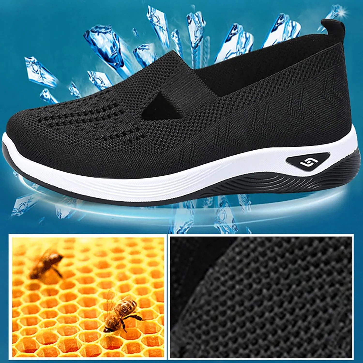 Women'S Breathable Soft Shoes Hands Free Slip On Arch Support Sneakers Walking Foam Go Running Shoes