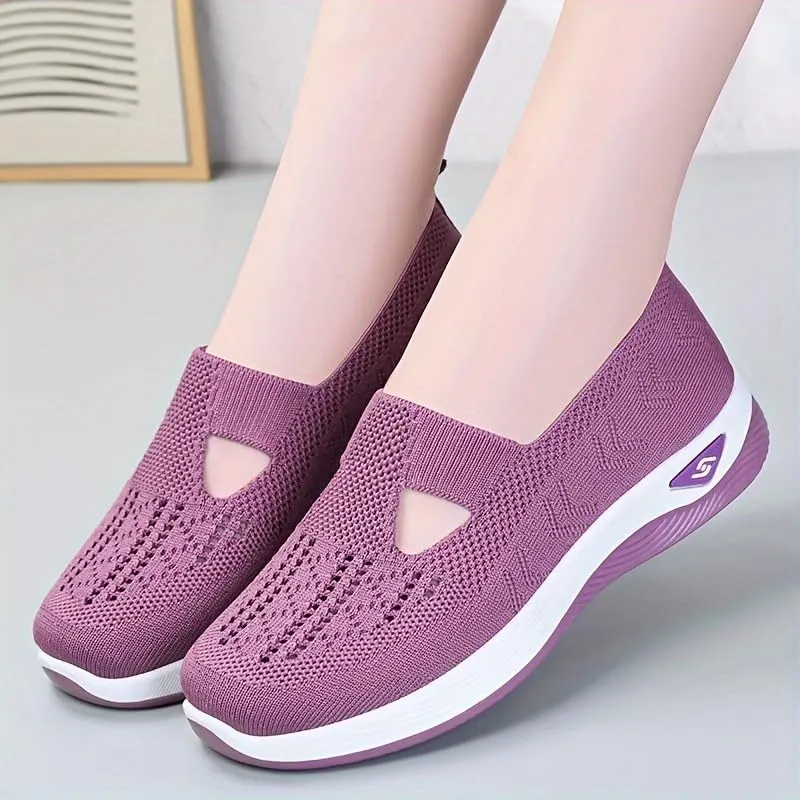 Women's Casual Sneakers, Slip On Lightweight Soft Sole Walking Shoes, Breathable Daily Footwear