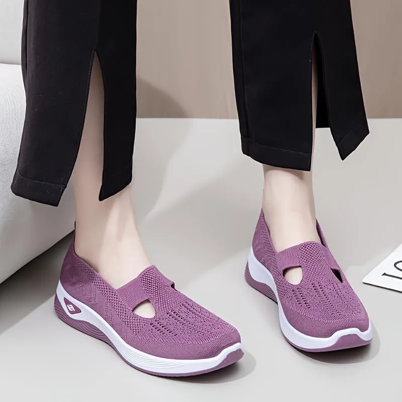Women's Casual Sneakers, Slip On Lightweight Soft Sole Walking Shoes, Breathable Daily Footwear