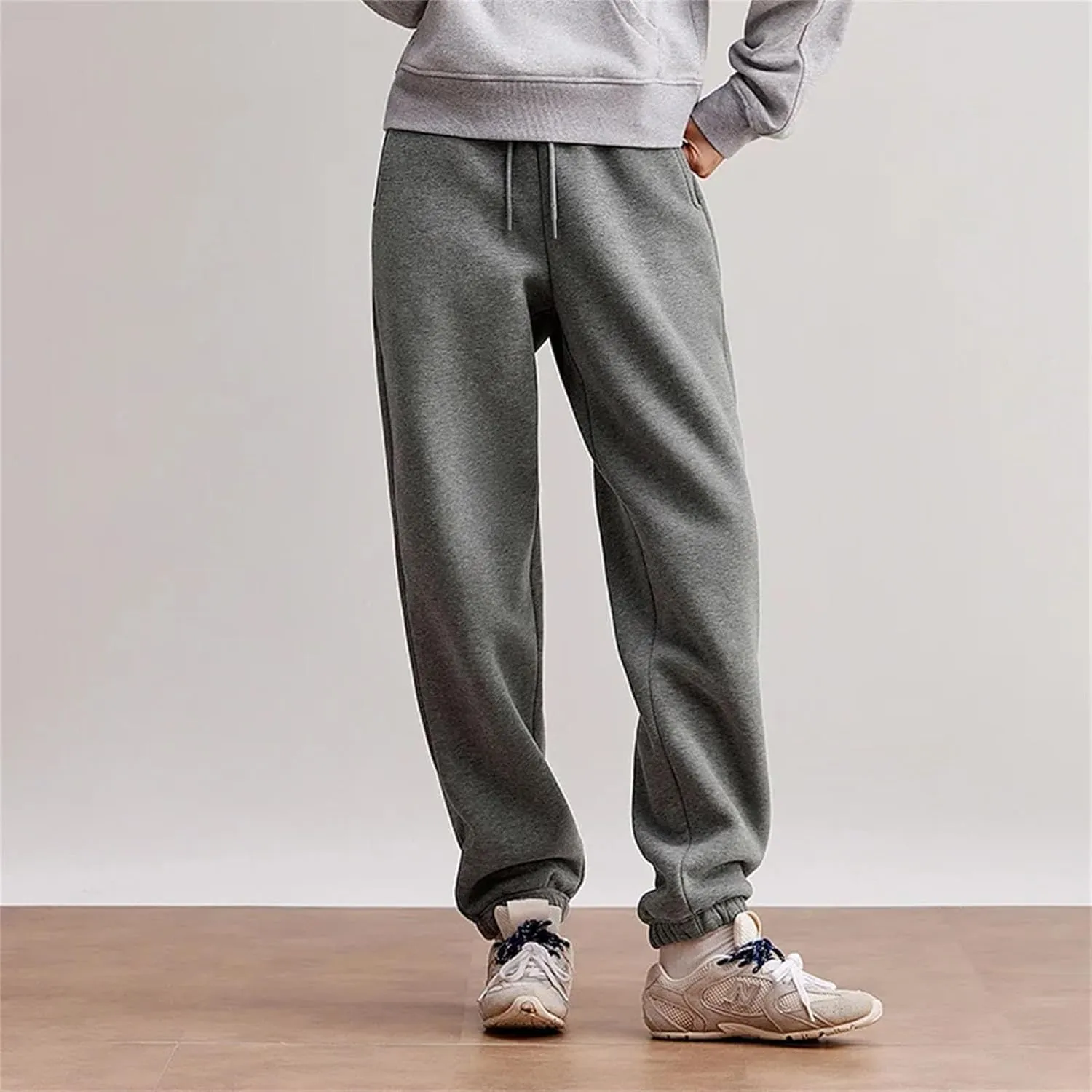 Women's Cuffed Fleece Sweatpants - Thickened Warmth & Elastic Comfort