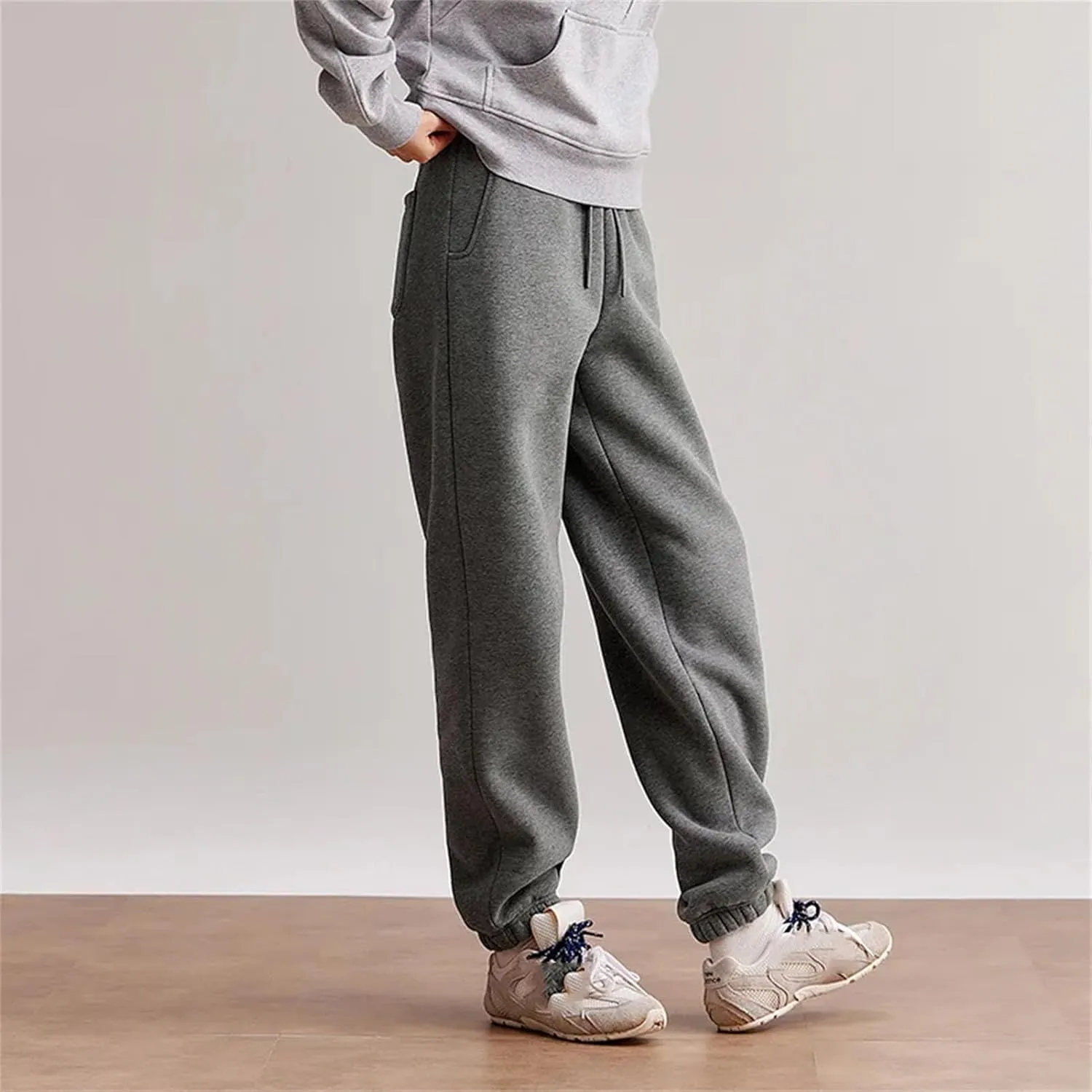 Women's Cuffed Fleece Sweatpants - Thickened Warmth & Elastic Comfort