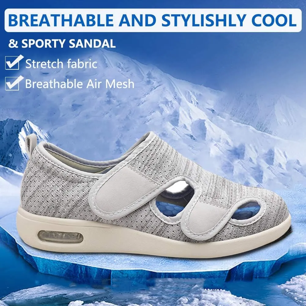 Women's Diabetic Sandals, Adjustable Closure Comfy Slippers, Extra Wide Walking Shoes for Diabetic Edema Plantar Fasciitis Bunions Arthritis Swollen Feet