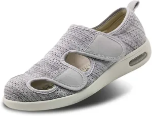 Women's Diabetic Sandals, Adjustable Closure Comfy Slippers, Extra Wide Walking Shoes for Diabetic Edema Plantar Fasciitis Bunions Arthritis Swollen Feet