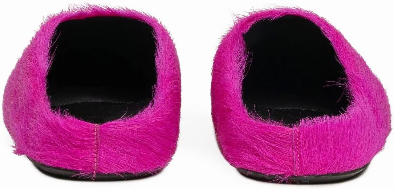 Women's Haired Fur Mules Round Toe Calf Hair Footbed Clogs Comfortable Casual Fall Mule Shoes