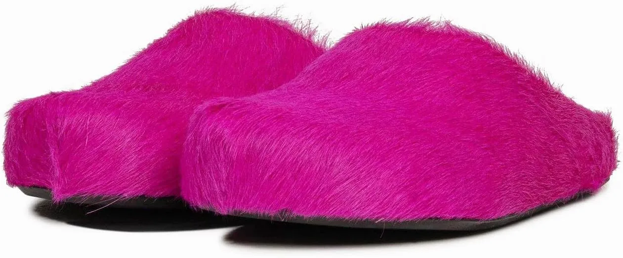 Women's Haired Fur Mules Round Toe Calf Hair Footbed Clogs Comfortable Casual Fall Mule Shoes
