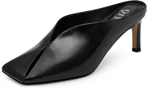 Womens Kitten Heels Square Closed Toe Stiletto Mule Heels Slip on Sandals Comfort Dress Party Pumps