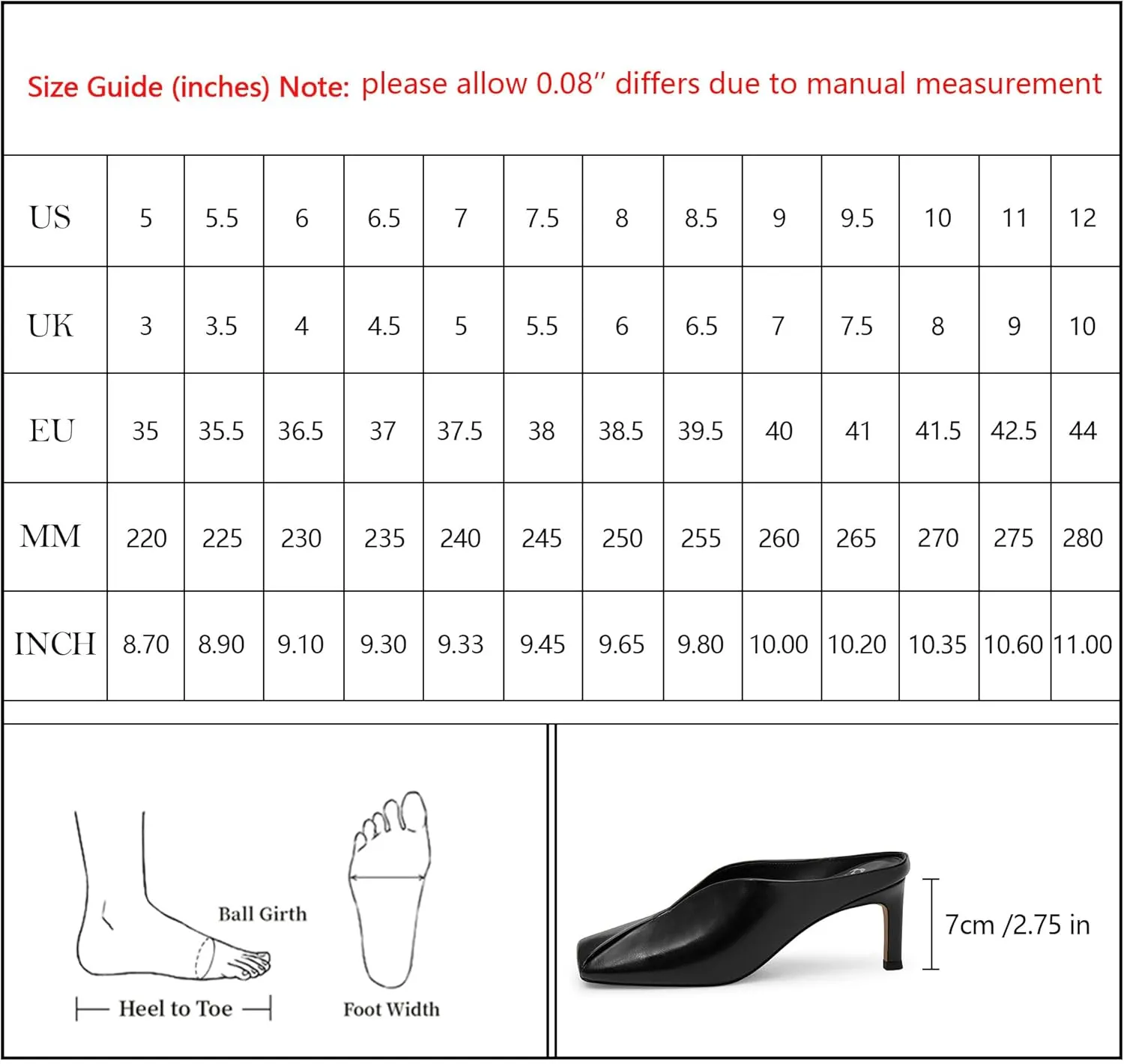 Womens Kitten Heels Square Closed Toe Stiletto Mule Heels Slip on Sandals Comfort Dress Party Pumps