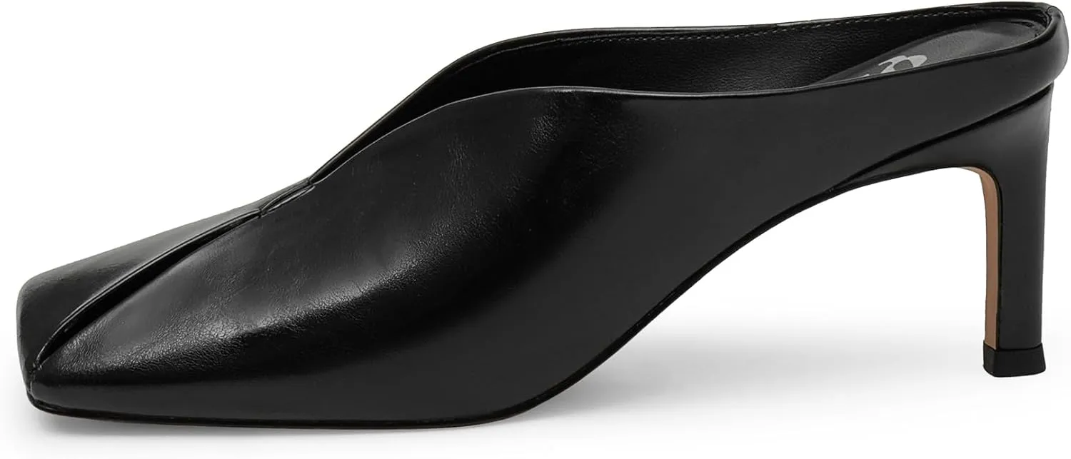 Womens Kitten Heels Square Closed Toe Stiletto Mule Heels Slip on Sandals Comfort Dress Party Pumps