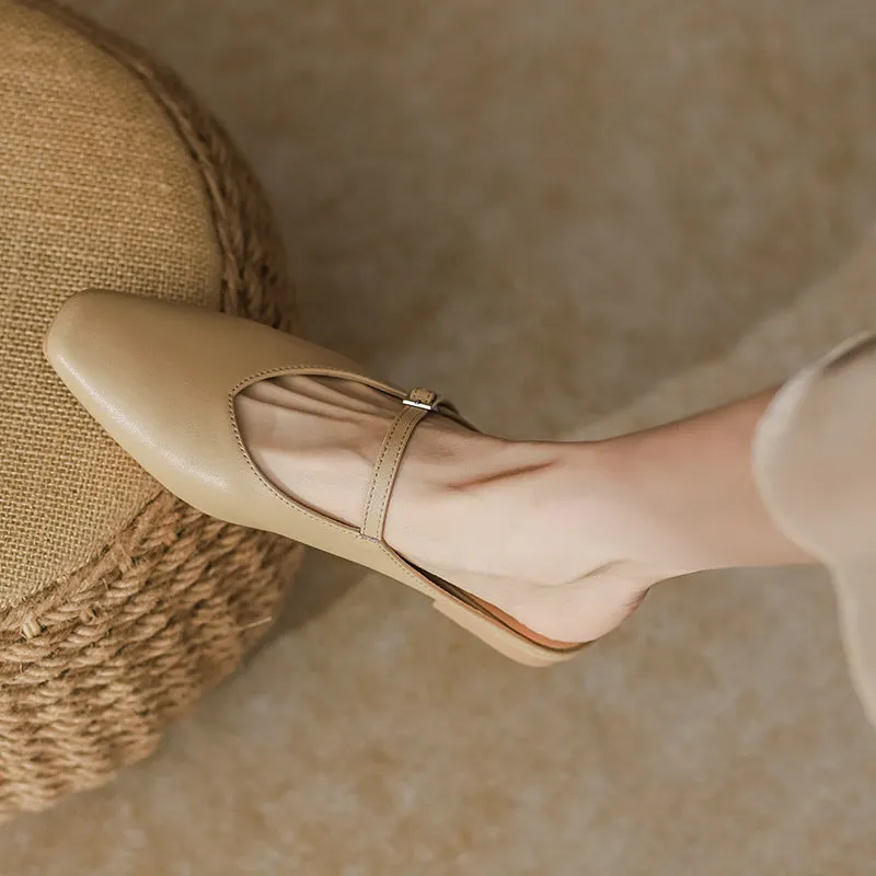Women's Leather Stylish Comfortable Daily Mule Shoes