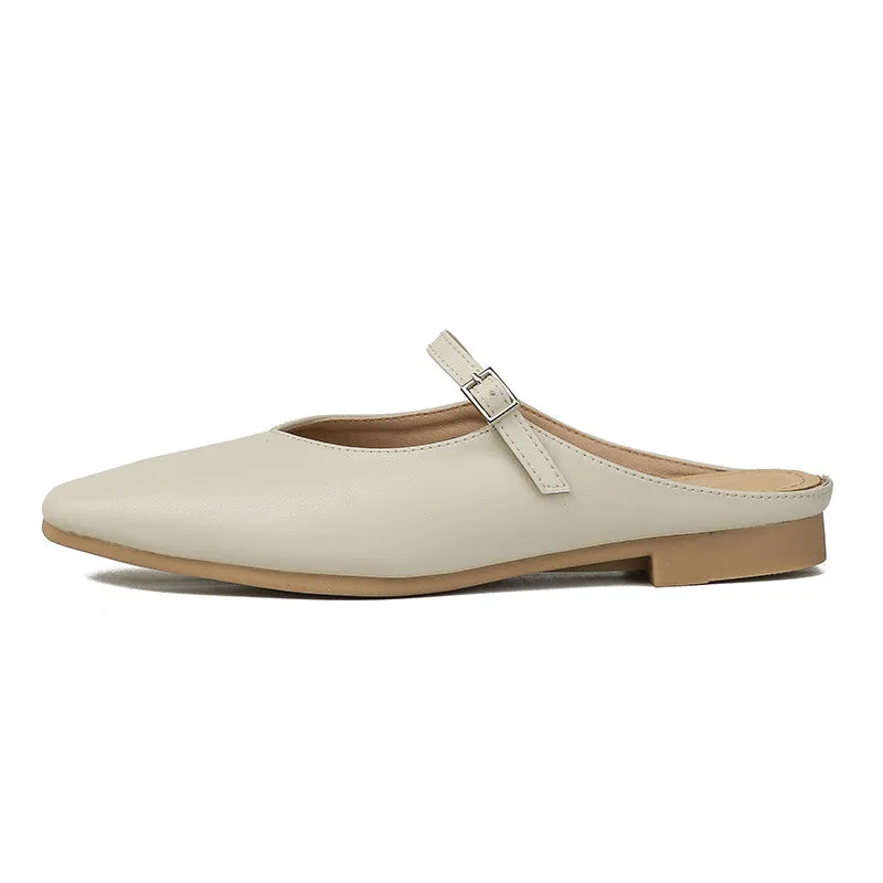 Women's Leather Stylish Comfortable Daily Mule Shoes