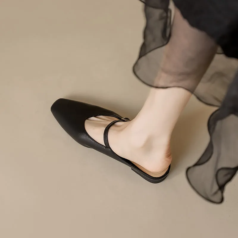 Women's Leather Stylish Comfortable Daily Mule Shoes