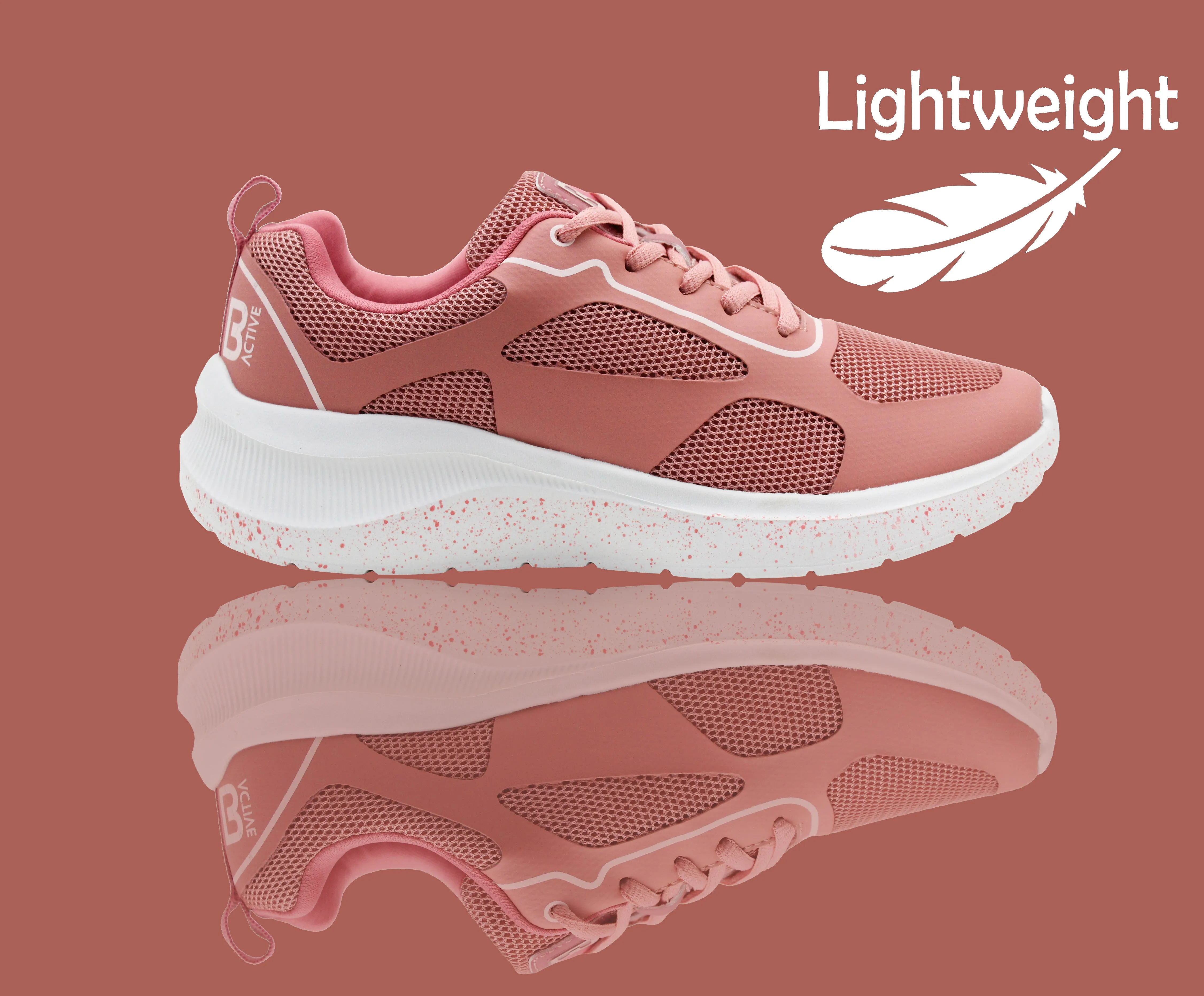 Womens Memory Foam Trainers Pink Lace Up Lightweight Breathable Sneakers Fitness Running Fashion Trainers