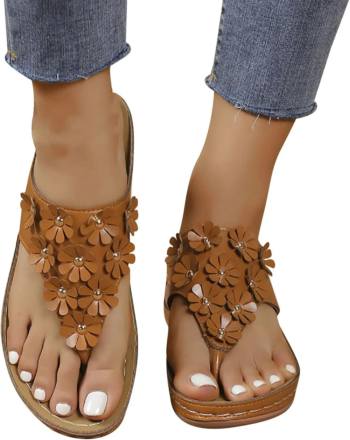 Women's New Summer Floral Wedge Flip-flops