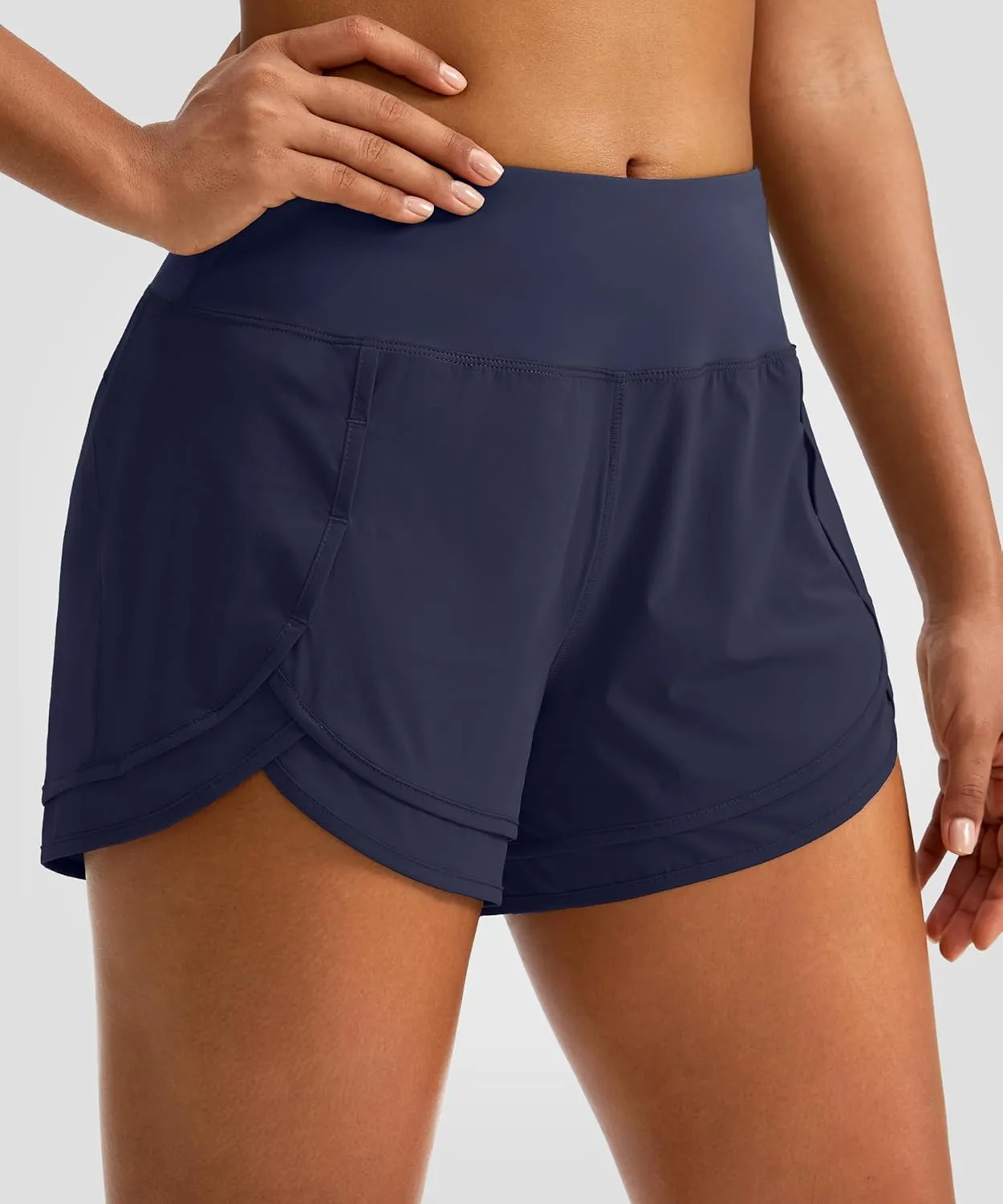 Women's Running Shorts High Waisted Quick-Dry 3 Inch Gym Workout Athletic Shorts for Women with Zipper Pocket