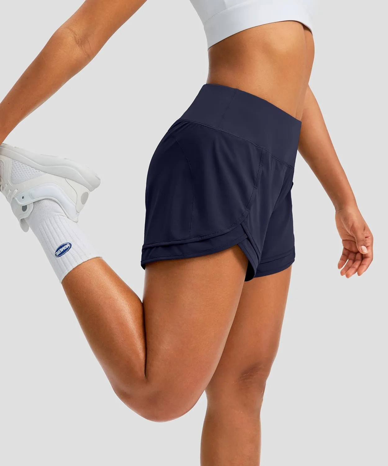 Women's Running Shorts High Waisted Quick-Dry 3 Inch Gym Workout Athletic Shorts for Women with Zipper Pocket