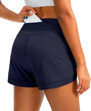 Women's Running Shorts High Waisted Quick-Dry 3 Inch Gym Workout Athletic Shorts for Women with Zipper Pocket