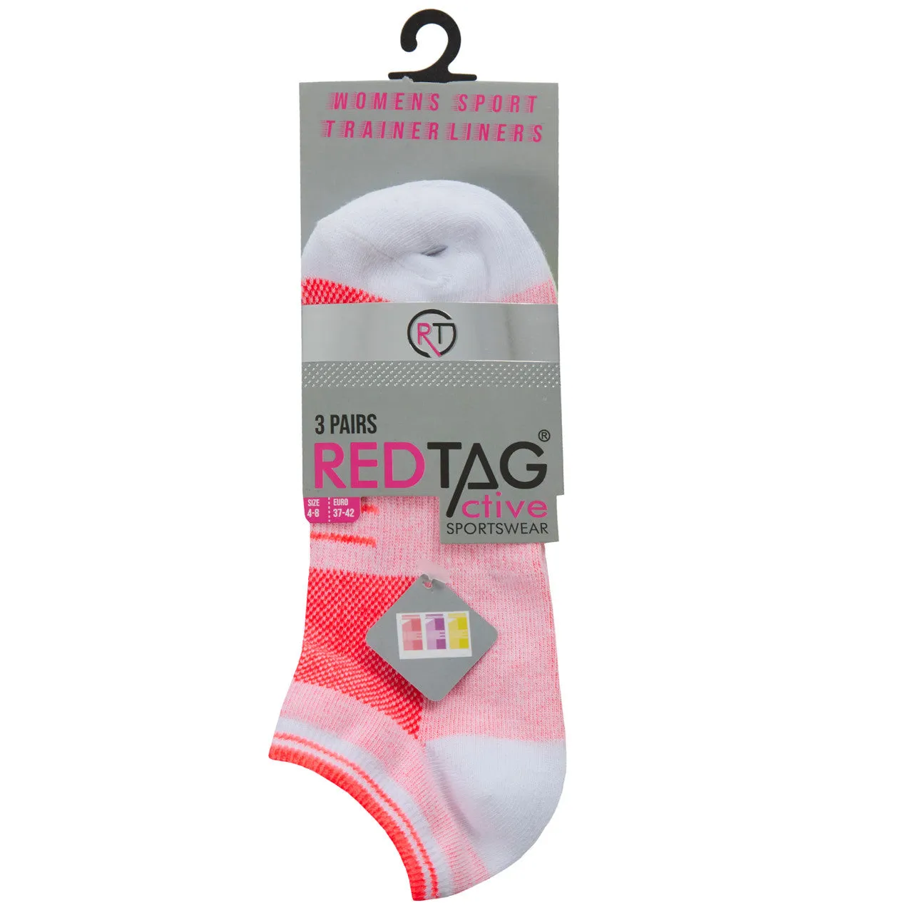 Womens Sport Trainer Liners Neon Assorted Low Cut 3 Pairs
