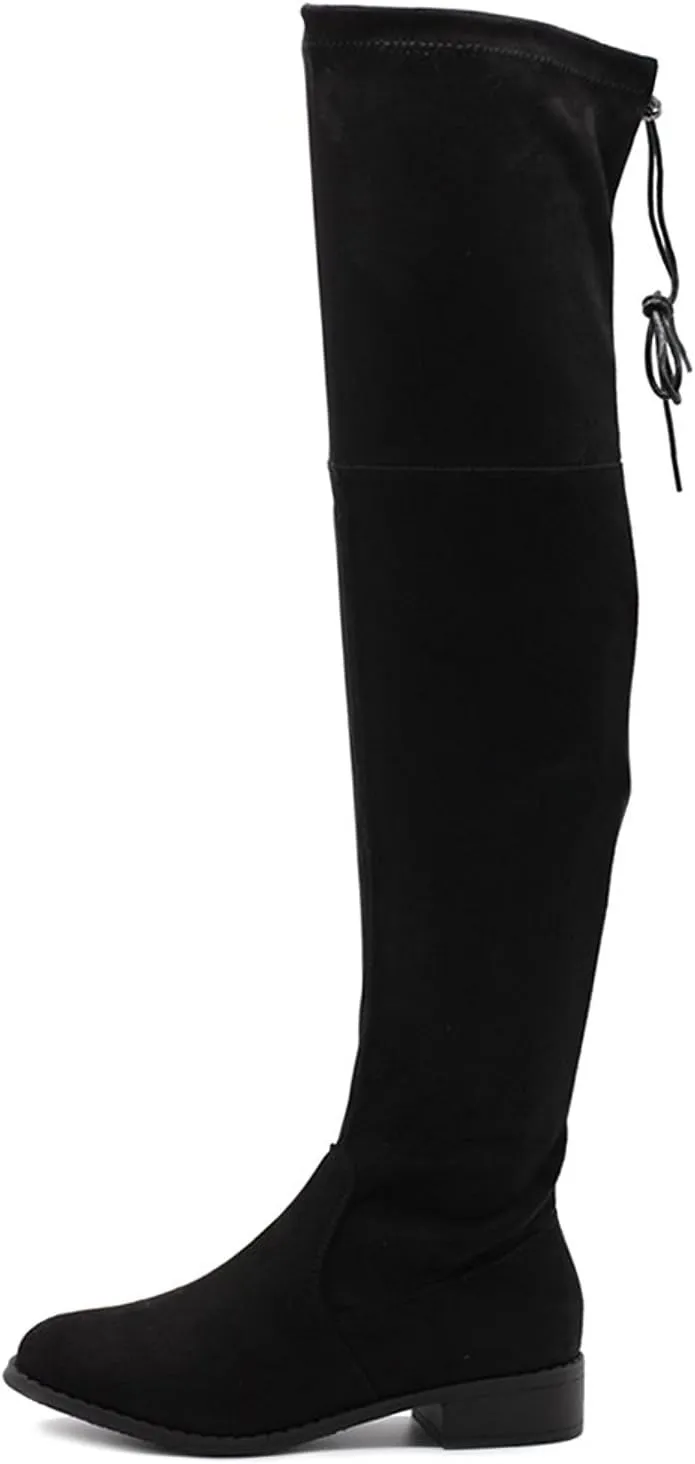 Women's Thigh High Flat Boots Stretchy Pull on Casual Boots by (TM)