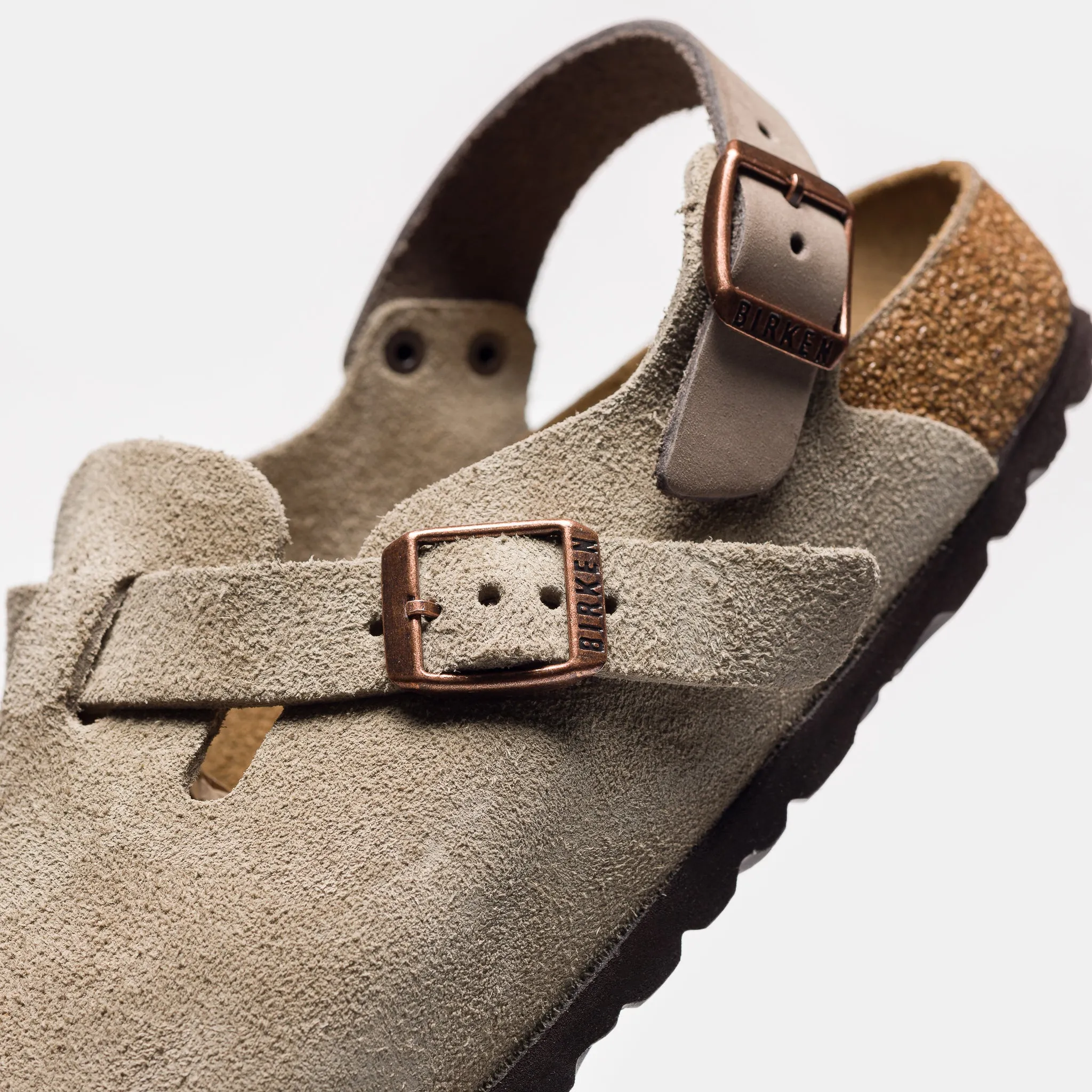 Womens Tokio Suede Clog in Taupe