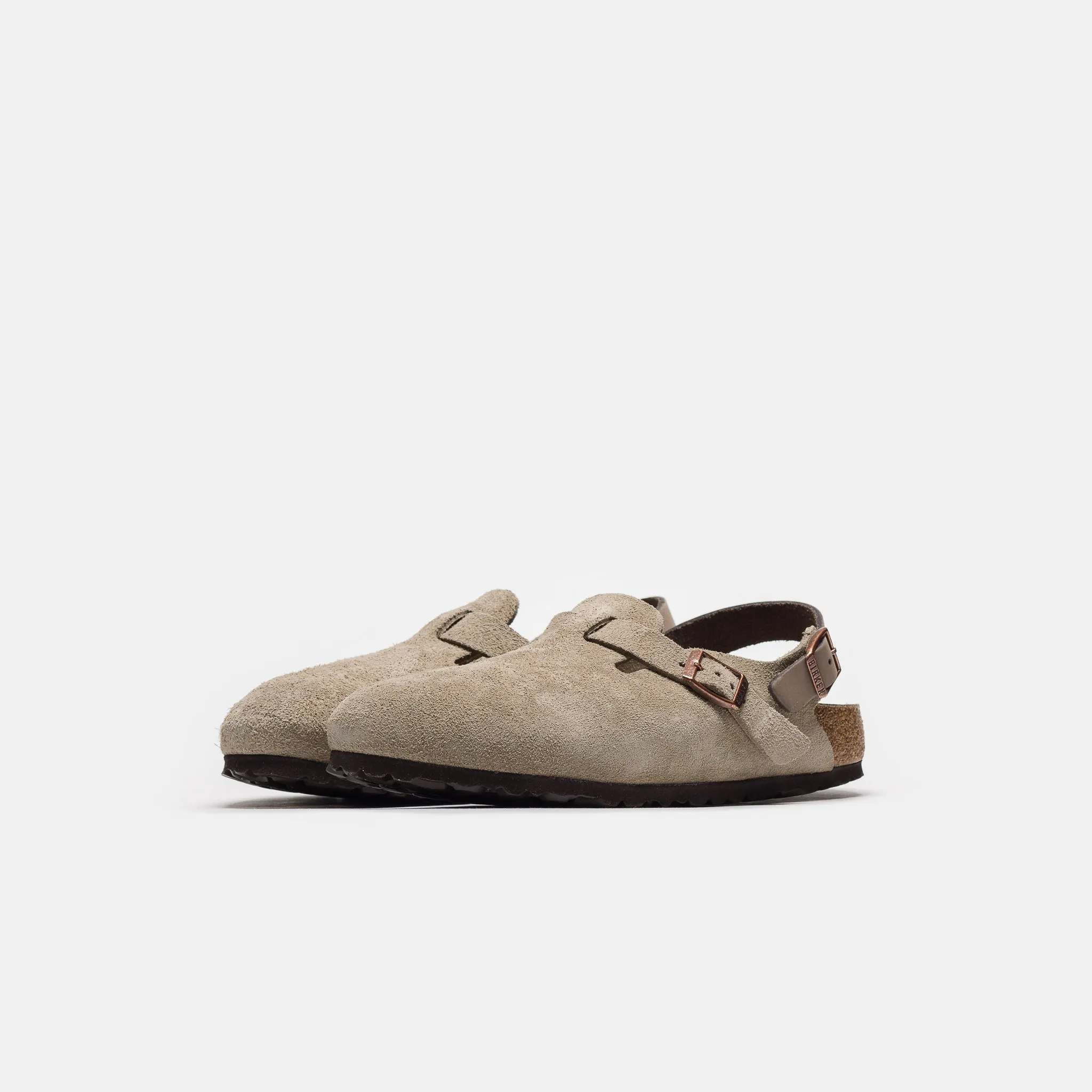 Womens Tokio Suede Clog in Taupe