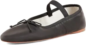 XYD Women Girls Ballet Flats Slip On Closed Almond Toe Elastic Single Strap Bowknot Cute Dress Date Shoes
