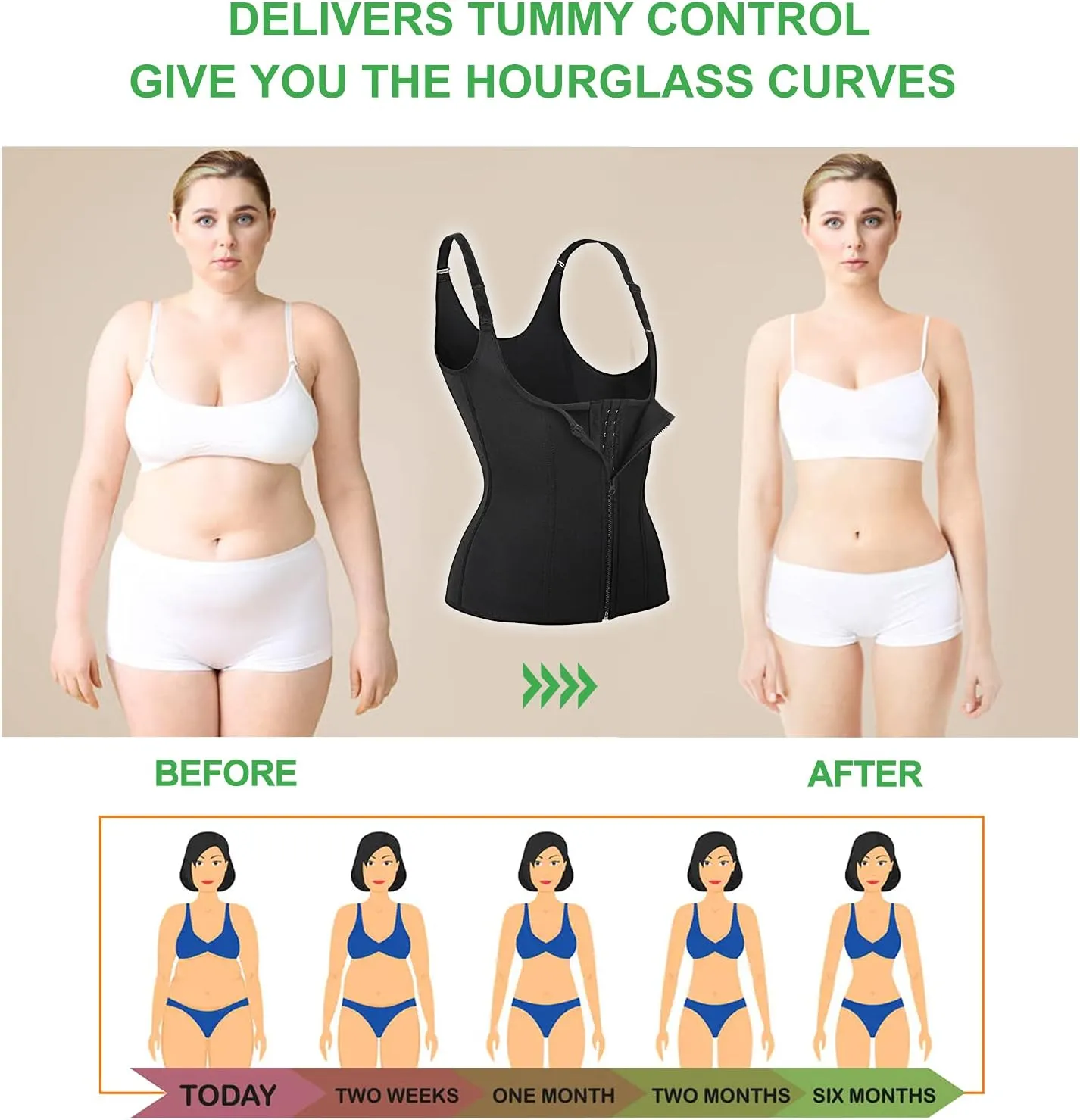 YADIFEN Waist Trainer Vest for Women,Zipper Corset Body Shaper for Tummy Control Neoprene Cincher Tank Top with Straps